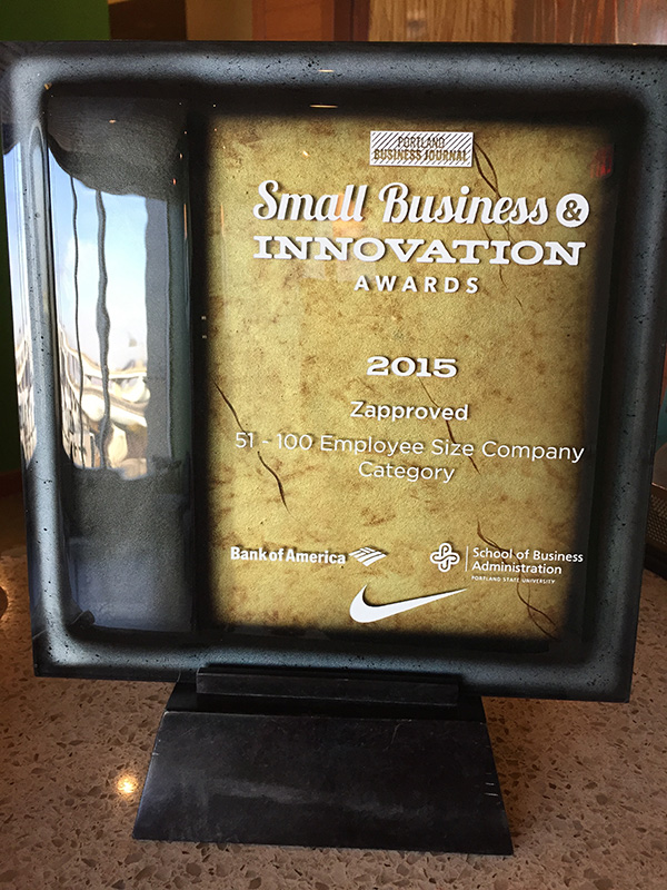 Zapproved's 2015 Small Business Innovation Award