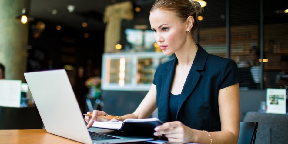 Woman working on laptop